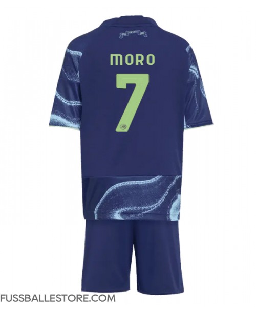 Günstige Ajax Raul Moro #7 Auswärts Trikotsatzt Kinder 2025-26 Kurzarm (+ Kurze Hosen)